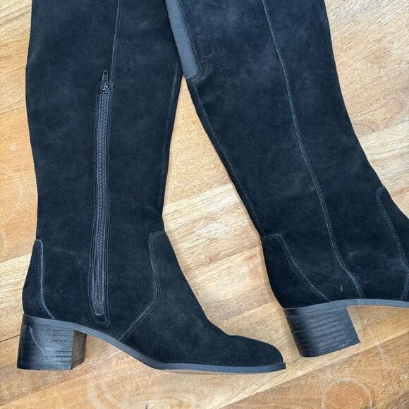 Corso Como Black Suede Leather Heeled Boots Over The Knee Size 8.5 Loval Classic - Picture 11 of 11